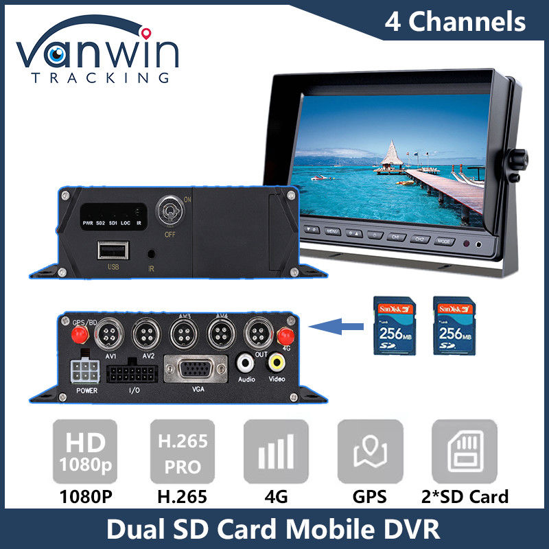 4G GPS Dual SD Card มือถือ DVR 1080P 4CH กล้องวงจรปิด CCTV เครื่องบันทึกความปลอดภัย มือถือติดตาม DVR