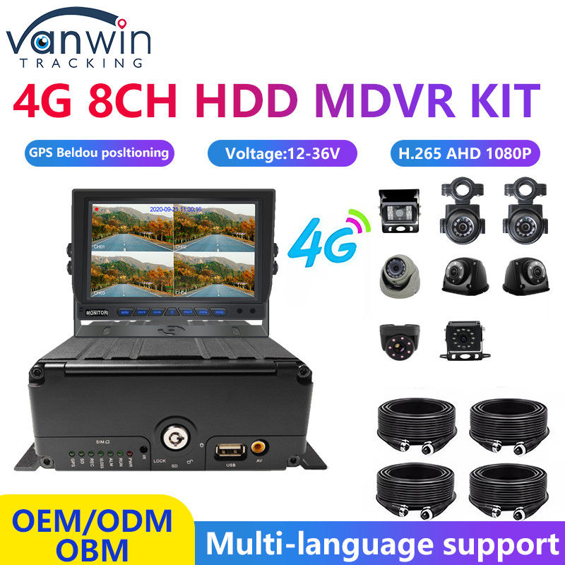 H.265 8CH HDD 1080P Mobile DVR System With 4G MDVR Kit GPS WIFI Function สําหรับการจัดการเรือ