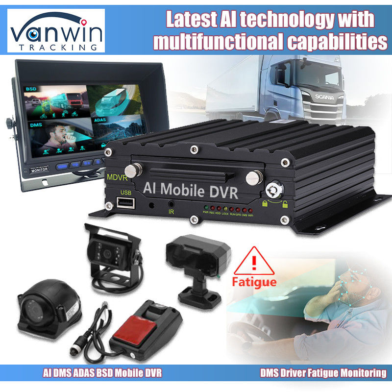 8CH 1080p 4G AI Mobile DVR พร้อมระบบกล้อง ADAS DMS BSD GPS Mobile DVR สําหรับรถบรรทุก