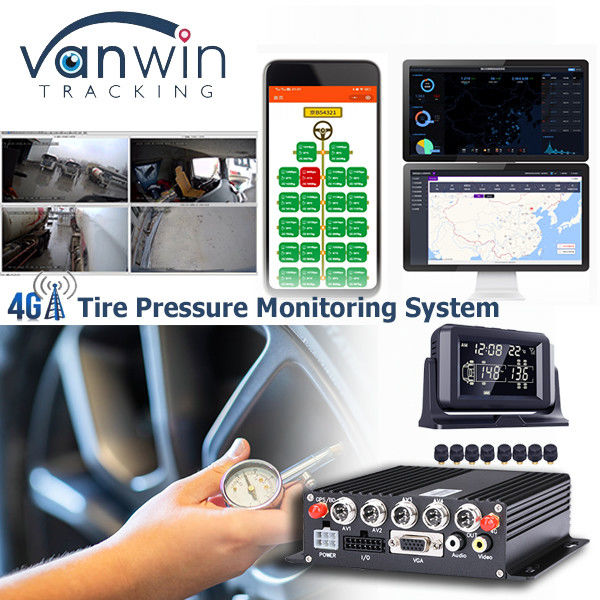 4CH 4G Wireless Real Time Truck MDVR พร้อมระบบตรวจสอบแรงดันยางดิจิตอล 6-24 ล้อ