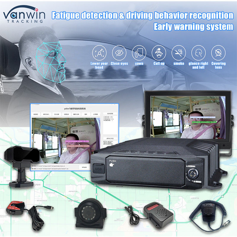 8CH 1080P HDD AI ระบบรักษาความปลอดภัย DVR มือถือด้วย 4G GPS WIFI ADAS DSM BSD