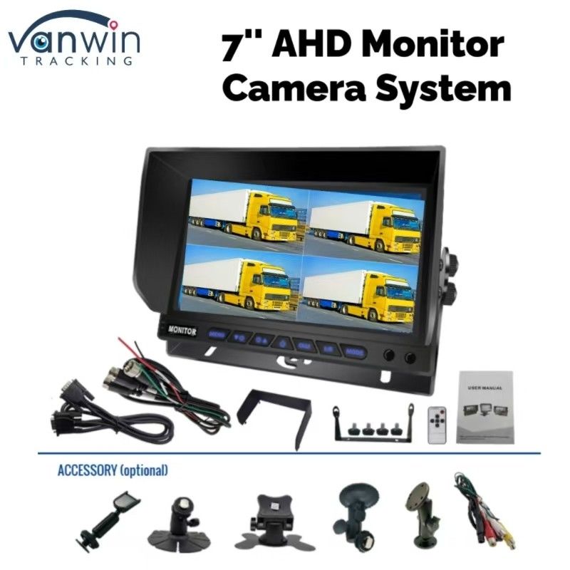 7 นิ้ว AHD Quad-Channel Split Car Monitor ระบบติดตามจอรถ
