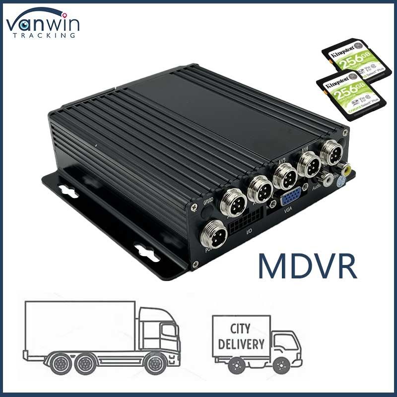 4CH 1080P Dual SD Card Mobile DVR 4G GPS1080P การทํางาน GPS ของรถยนต์ รับประกัน 12 เดือน