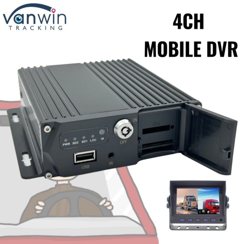 การ์ด SD 4 ช่อง โทรศัพท์มือถือ DVR คาร์ดสอง คาร์ดสอง เตรียมพร้อมสําหรับการติดตามรถ