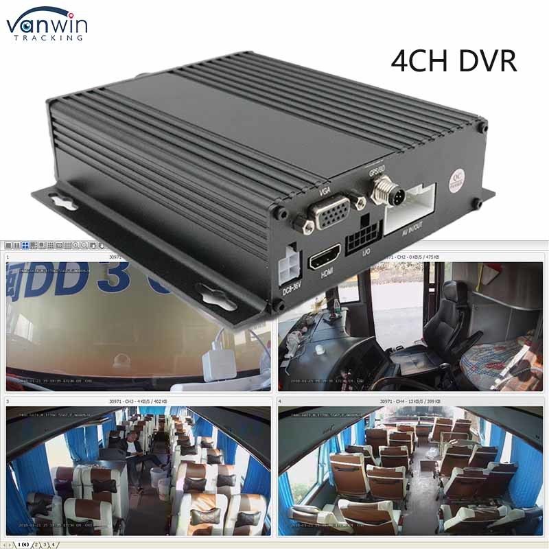 เครื่องบันทึกการขับขี่ MDVR 4 ช่อง 1080P แบบกำหนดเอง พร้อมระบบจัดการยานพาหนะ 3G 4G GPS WiFi สำหรับรถบัส รถบรรทุก ระบบ Mobile DVR 4 ช่อง