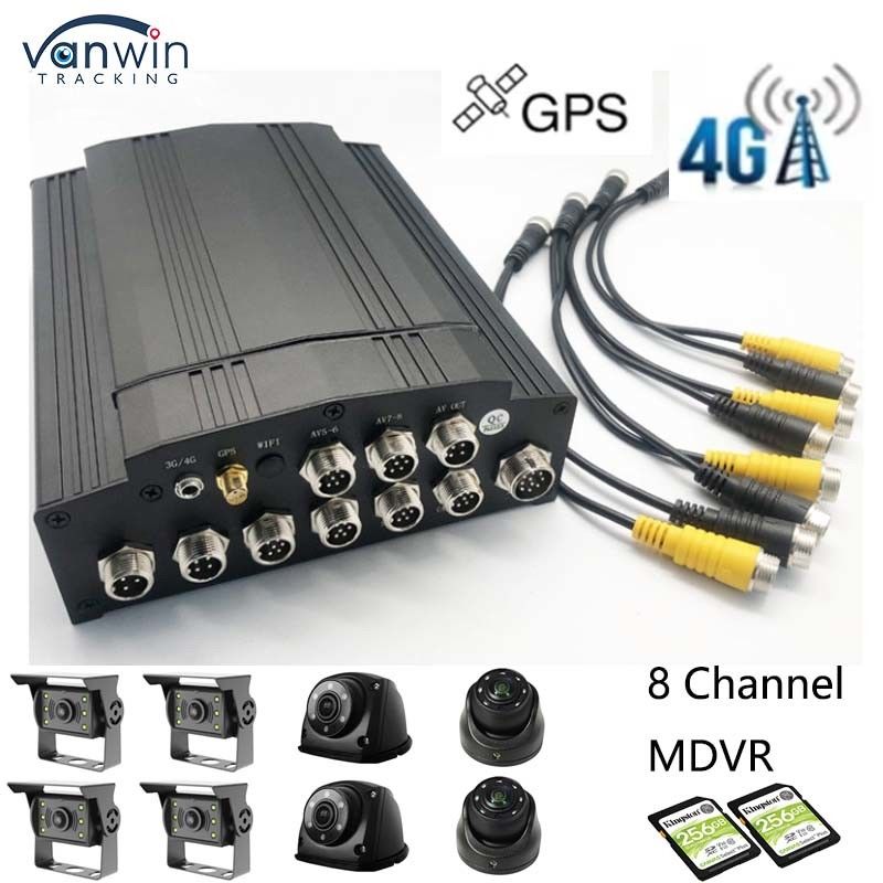 Full HD 1080P 8CH มือถือ DVR SD Card 4G GPS H.265 CMSV6 รถบัส รถบรรทุก DVR ระบบรักษาความปลอดภัย