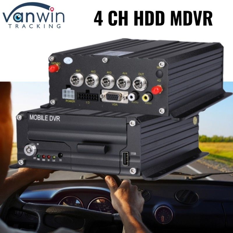 4CH 1080P DVR Fleet Management System เครื่องบันทึกวิดีโอดิจิตอล HDD พร้อมเครื่องติดตามยาน GPS 4G