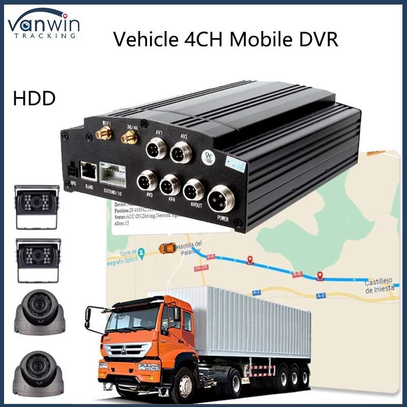 4 ช่อง DVR มือถือ 4G GPS WIFI HDD 1080P AHD Card DVR สําหรับรถบรรทุกรถเมล์เมือง
