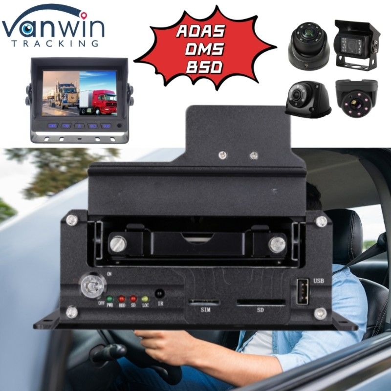 การสนับสนุน 4CH HDD DVR อาชีพ ADAS DMS BSD ฟังก์ชัน 4G GPS Vehicle Tracker