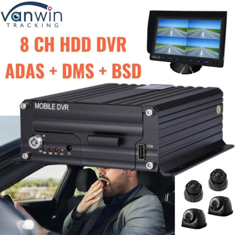 DVR HDD 8CH AI ที่ก้าวหน้าพร้อม ADAS DMS BSD 4G GPS สําหรับการติดตามความปลอดภัยของยาน