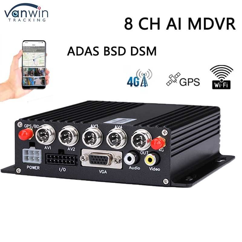 8CH SD DVR 4G GPS ADAS DMS AI MDVR 1080P H.265 โทรศัพท์มือถือ DVR แดชแคมะบันทึก GPS โทรศัพท์มือถือ