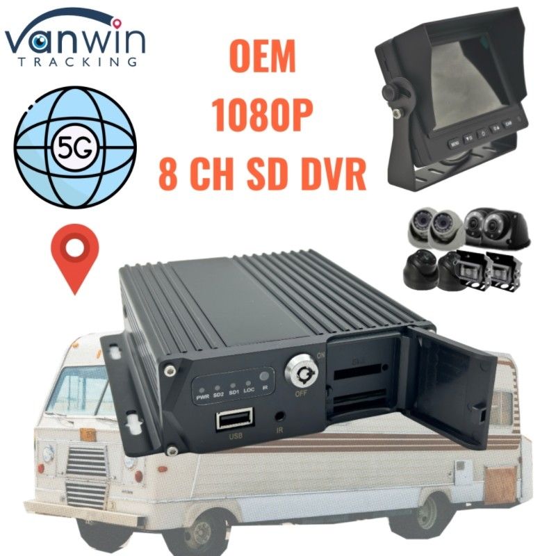 8 ช่อง SD Card MDVR 5G GPS Vehicle Tracker เครื่องบันทึกวิดีโอ 1080P สําหรับรถบรรทุก รถบัส รถตู้ รองรับ OEM บริการ