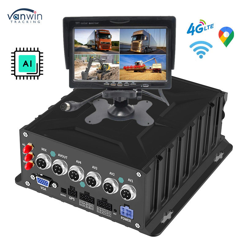 4CH 1080P คล้องติดตามรถยนต์ คล้องสํารองกลับ AI MDVR ระบบติดตาม GPS ของรถยนต์