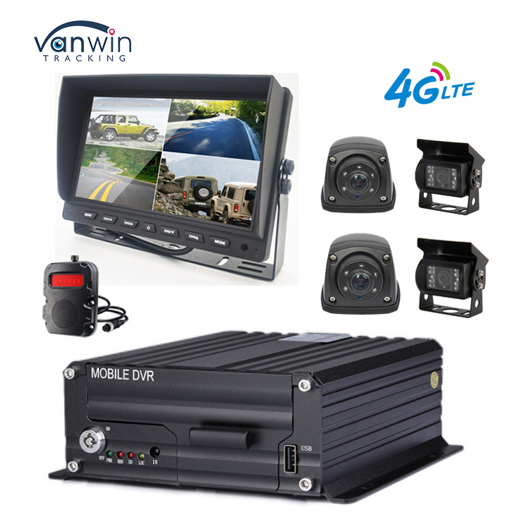 กล้อง MDVR 4 ช่อง 1080P พร้อมจอภาพกันน้ำ 7 นิ้ว เครื่องบันทึก 4G GPS กล้องสำรองถอยหลังสำหรับรถยนต์ รถบัส รถบรรทุก