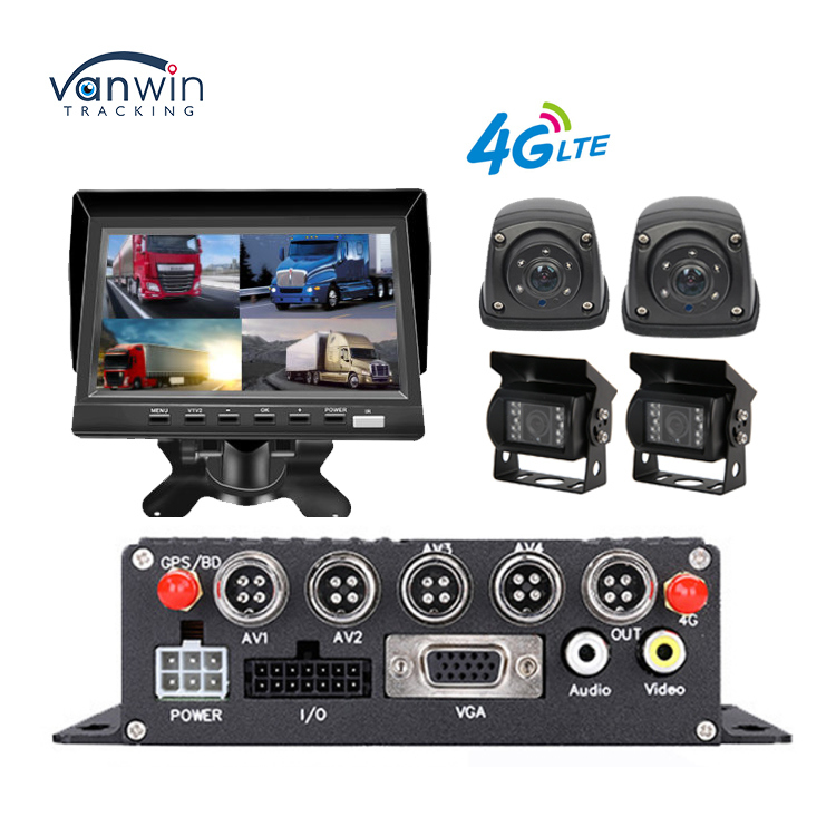 MDVR 4CH 1080P ระดับมืออาชีพสำหรับรถบรรทุก พร้อมจอภาพ 7" กล้อง 4G/GPS กันน้ำ และระบบช่วยถอยหลัง - โซลูชันการจัดการกองยานแบบครบวงจร