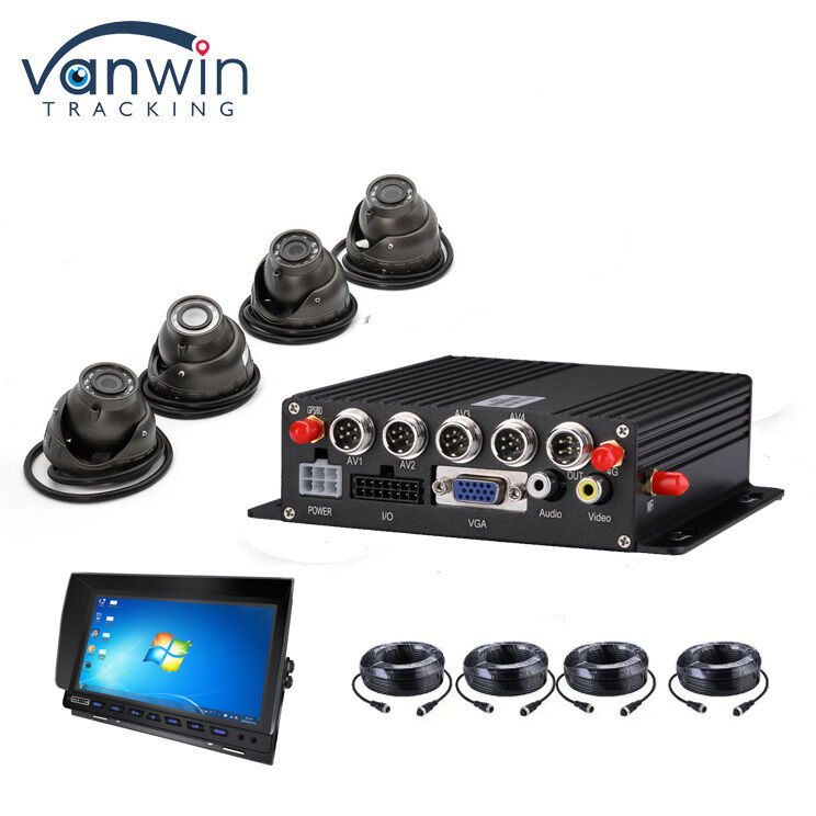 เครื่องบันทึกภาพเคลื่อนที่ 4 ช่อง พร้อม GPS Tracker และกล้องติดรถยนต์ 1080P สำหรับระบบรักษาความปลอดภัยรถบัส